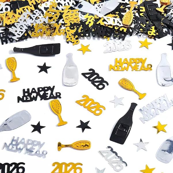 40 Stück Silvester Servietten 2026 – 33x33 Cm, Weiß-gold, Mit „Happy New Year“-Druck