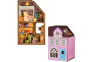 CUTEROOM Drewniane lalki "zrób to sam", miniaturowy zestaw – model obudowy i wszystkie meble (Ava's House)