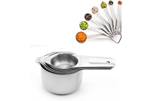 Meiyijia Cucchiai dosatori in acciaio inossidabile, cucchiai da minestra impilabili per misurare ingredienti secchi e liquidi (7+7-teiliger Anzug)