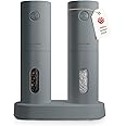 LARS NYSØM Electric Salt and Pepper Grinder Set I Automatic Salt and Pepper Mills with Adjustable Ceramic Grinder I USB Rechargeable Electric Spice Mill Set (Ash Gray)