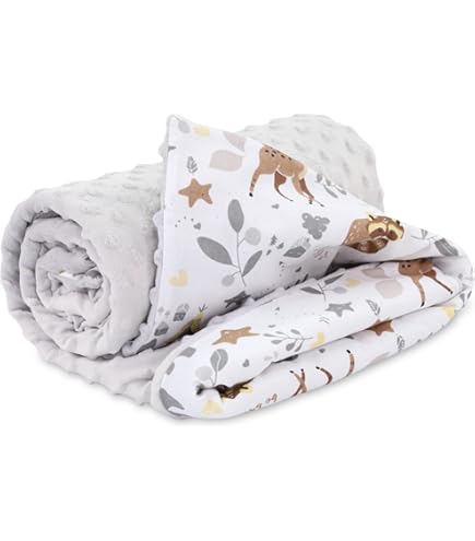 ELIMELI Minky Babydeken, knuffeldeken, kruipdeken, super zachte Minky Dots polar fleece en katoen met vulling, babydeken, 74 x 92 cm, hoge kwaliteit (parchwork roze - harten