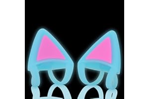 LEFXMOPHY Cat Ear Add Ons for Headset Replacement for Xbox PS4 PS5 Headphones, Silicone Ear Straps Attachment Accessories for Gamer, Girl, Blue Glow in Dark