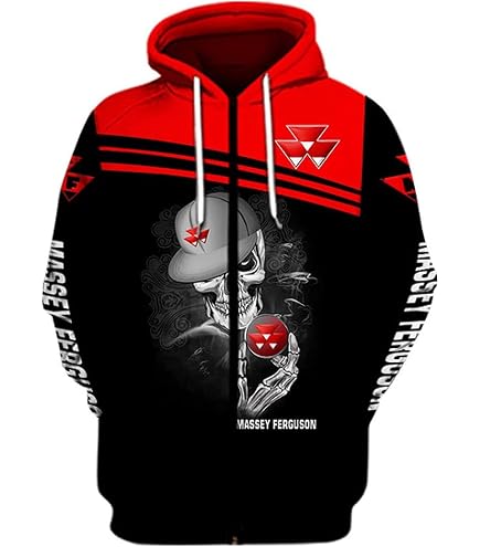 Veste Polaire Zippée Homme Avec Imprimé Massey Ferguson - Chaud, Décontractée, Pour Randonnée Ou Quotidien