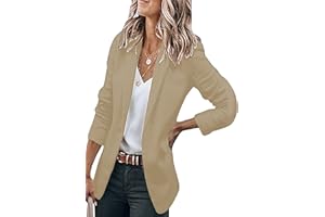 EFOFEI Femmes Veste De Bureau Légère Simple Boutonnage Costume Tailo Veste en Tricot Blazer Revers Ouvert sur Le Devant Costume Manteau