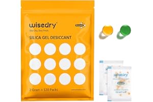 wisedry Lot de 120 petits sachets de gel de silice anti-humidité de qualité alimentaire pour placard, armoires, coffres, outils et stockage 2 g chacun