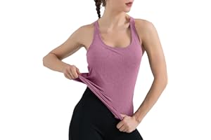 SHEKINI Canotta Sportiva da Donna con Reggiseno Incorporato Allenamento Tank Top Senza Maniche Racer Back Workout Top Palestra Fitness Yoga Sport Shirt