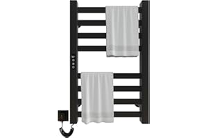 SKYLYZH Radiador de Toallas 450x700mm Toallero Eléctrico Bajo Consumo Secador de Toallas Radiador Toallero eléctrico inteligente Calienta Toallas, calefacción de fibra de carbono, antracita-Black Left