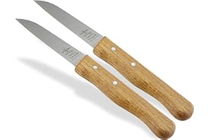 INSTRUMENTENRW Couteau à fruits de Solingen avec manche en bois - Fabriqué en Allemagne - avec une lame droite tranchante pour couper les fruits et légumes, 2 pièces 17 cm