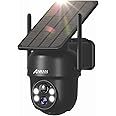 ANRAN 3K/5MP Solar Outdoor Camera, 360° PTZ Battery Home Surveillance Cameras, Integrated Solar Panel, Colour Night Vision, Light&Sound Alarm, 2-Way Audio, Motion Detection+4 Spotlight, Q04 Max Black