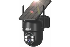 ANRAN 5MP Telecamera WiFi Esterno Batteria senza Fili, 360°Videocamera Sorveglianza con Pannello Solare, Visione Notturna a Colori, Rilevamento PIR, Allarme, Nessun Costo Nascosto, Q4 Max Nero