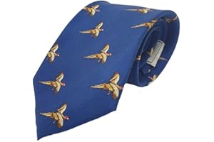 Farm Cottage Brands Silk Navy Blue flying pheasants Country Silk Tie - country game day shooting