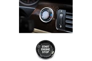 SHSBSCAR Black Crystal Engine Start Stop Switch Button Replace Cover and Ring Cover Trim for BMW 1 3 5 Series E90 E87 E91 E92 E93 E60 X1 E84 X3 E83 X5 E70 X6 E71 Z4