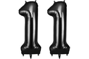 OFFCUP 40 Inch Number 11 Balloon, Large Foil Balloons, Self Inflating Helium Balloon Decorations Supplies for Boys Girls Women Men Birtyday Wedding Party Anniversary Graduation (Black, 11)