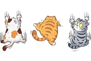 Peosevi Autocollants De Voiture, Lot 3 Amusants en Vinyle pour Voiture - Motif Chat Mignon Autocollant Humour Décoration Porte Fenêtre