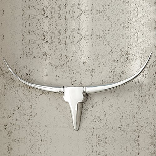 ALU STIER HÖRNER "TAUREAU" deko geweih wandbild jagdtrophäe silber 75 cm von Xtradefactroy