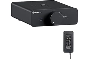 Fosi Audio V3 Amplificatore stereo Home Audio 300 Watt x2 Potenza TPA3255 Classe D Mini 2 canali per altoparlanti passivi da scaffale a torre Desktop Home Theater con alimentazione 48V