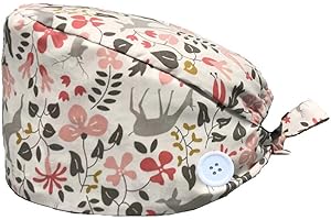 crazy bean Calot Chirurgien Unisexe Ajustable Casquette Femme Casquettes De Travail RéGlable Respirants Coton Bonnet ImpriméEs Chapeaux, Fleur, Taille Unique