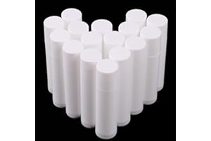 Hoiny 25 Stück Leer Kunststoff Lippenstift Tubes,Wiederverwendbar Leere Lippenpflegestift Behälter für DIY Hausgemachte Lippenbalsams Nachfüllbar mit Kappe (Weiß,5ml)