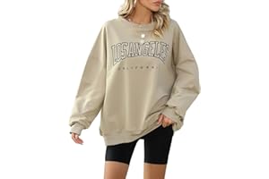 Xnova Sudaderas Mujer Y2K Los Angeles Monograma Manga Larga Cuello Redondo Sudadera sin Capucha Amplio Básico Chic Modernos Jerseys Mujer