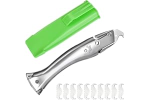 ECLOVE Coltello Multiuso,Coltello a Uncino Taglierino per Tappeti Gancio per Moquette Lama,con 10 Lame,Utter per Tappeti per Il Taglio di Pavimenti in PVC (Argento)