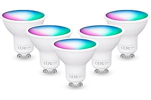 AROHANI Alexa Glühbirnen GU10, Smart LED Lampe Wlan Dimmbar 4.7W (50W Equivalent) Kompatibel mit Alexa/Google Home/Siri, 2200-6500K RGBCW & 16 Millionen Hue（5 Stück），Kein Hub erforderlich