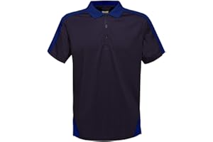 Regatta Contrast Quick Wicking Button Neck Polo Shirt T-Shirts/Polos/Vests, Hombre, Navy/New Royal, L
