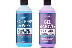 Lucemill 500ml Prep & Wipe + 500ml Remover Set | Gel & Nail Polish Remover with Acetone | Professional Cleanser for Gel Polish