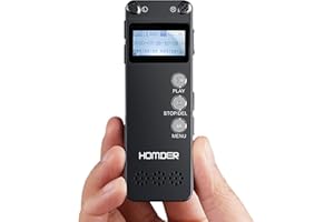 Digital Voice Recorder, Homder USB Professional Dictaphone Recorder with MP3 Player, Activated Rechargeable, Stereo HD Recording for Lectures (16GB)