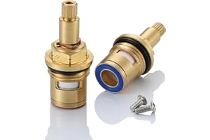 GENERIC 2 Pack Mixer Tap Cartridge 1/4 Turn 20 Spline Brass Replacement Ceramic Tap Valve Cartridge for Kitchen Shower Bathroom Taps