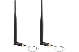 Jopto 2 pz 2.4G 5.8G Dual-Band High Gain Wireless Router Antenna 5DBI WiFi Omnidirezionale RP-SMA Connettore Femmina con 15 cm U.FL IPX Mini PCI a RP-SMA Maschio Pigtail RF 1.13 Antenna WiFi Cavo