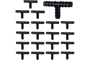 ZFKXGS 20Stück Schlauchverbinder 1/2 zoll T-stück Schlauch Barb Bewässerung Anschluss Kit PE Widerhaken Verbinder Gartenschlauch Verbindungsstück Tee Connector für 16mm Bewässerung System Garten Rasen