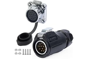 CNLINKO LP-20 Connecteur imperméable IP68 Connecteur circulaire industriel Connecteur anti-interférence Connecteur aviation Connecteur à dégagement rapide M20 2-12 Broches Prise à bride (12 Broches)