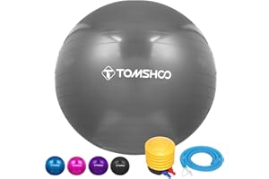 TOMSHOO Palla da Ginnastica, Palla Fitness Anti-Scoppio Stabile Palla Yoga Ball con Pompa Rapida per Yoga e Pilates Esercizi Fitness Allenamento 45cm/55cm/65cm/75cm