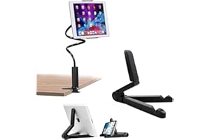 ZQuintuplian 2Pcs Tablet Stand, Holder For Reading In Bed Practical Flexible Arm Clip Tablet Mount and 360 Degree Rotation Tablet Holder for Bed Black Gooseneck Tablet Holder Suitable for Families
