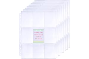 WITHYU 30 Pack 540 Pockets Trading Card Sleeves, 11 Hole Double-Sided 9 Pocket Page Protector, Ultra-Transparent Card Sheets for A4 2/3/4 Ring Binder, Card Sleeves for Game Cards, Football Cards