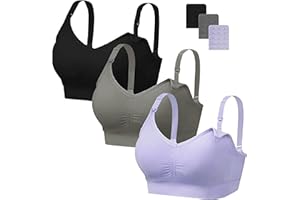 HBselect 3 PCS Reggiseno Allattamento con Estensione Reggiseno Bra Donna Morbido e Traspirante Reggiseno Senza Ferretto e Senza Cuciture