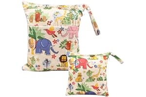 Bynsaer Wetbag Stoffwindeln, Nasstasche Stoffwindeln, 2 Stücke Baby Nasse und Trocken Wickeltasche, Wiederverwendbar, Waschbar Organizer Beutel (Farbe 06)