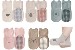 Exemaba Rutschfeste Socken für Baby Mädchen Jungen 5 Paar Kinder Anti Rutsch Socken Sportsocken Stoppersocken
