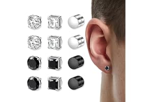 6 par magnetiska örhängen för män, falska örhängen herr magnet, örhängen utan hål, falska herrörhängen, 6 mm