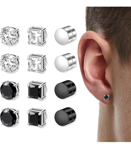 YADOCA 4 Paires Boucles D'oreilles Noirs Pour Hommes Acier Inoxydable Hypoallergénique Boucles D'Oreilles Hommes Piercing
