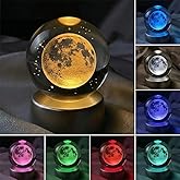 Senon Dolunay Kristal Cam K&uuml;re Renk Değiştiren LED Işıklı Gece Lambası Dekoratif Hediyelik