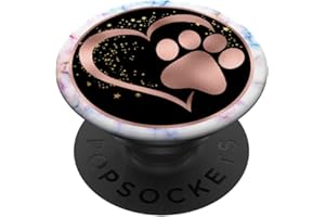 NETTE AQUARELL BLUMEN PERSONALISIERTE GESCHENKE PopSocket PopGrip: Rosa Herz Katze Hund Pfotenabdruck mit austauschbarem