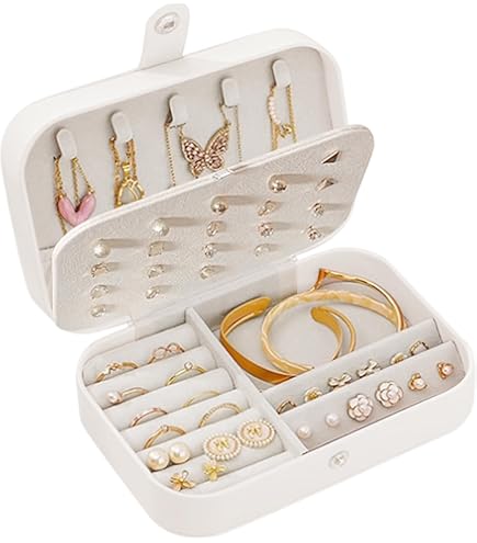 Boîte à Bijoux, Boîte à Bijoux Portable Avec Miroir, Rangement De Bijoux De Voyage Organisateur De Bijoux Petite Mallette De Rangement Pour Bijoux Pour Bagues Bleu Marine Fei Yu 78770775