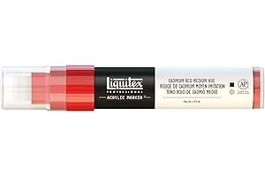 ‎LIQUITEX Liquitex 4610151 Professional Paint Acrylfarben Marker, Künstlerpigmente zum Zeichen, Malen auf Papier, Leinwand, Textilien, breite Spitze, Strichstärke 8 - 15 mm - Kadmium - Rot mittel Imit. Nr. 4