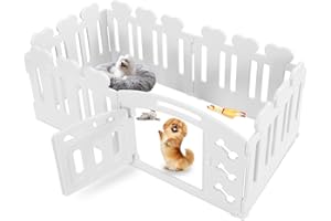MAMIZO park dla psów 60 cm wysokości, plastikowy 5+1 szt., składany park z bramą, przyssawkami i kotwami podłogowymi, obudowa dla kota i królika