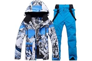 HOTIAN Giacca da sci da Uomo e pantaloni Set, Giacca invernale Donna Calda,Pantaloni Da Sciimpermeabili E Cappotto,per Il Lavoro All'aperto Sci Pesca Equitazione Moto