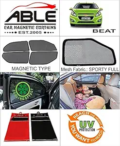 Able Sporty Full Car Magnetic Sun Shade Curtains for Chevrolet Beat Set of 4