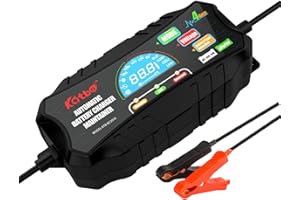 KATBO 4Amp Autobatterie Ladegerät,Tröpfchenladegerät 6V12V/24V Smart KFZ Batterieladegerät, geeignet für Auto LKW Motorrad Rasenmäher Boot Marine Batterien,AGM,Gel,lifep04(LCD digital Display 6V 12V 24V)