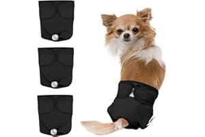Nobleza 3X Pañales Lavables para Perros, Bragas Higiénica para Perras en Celo, Reutilizable Mascotas Sanitarios Pañal para Perros Hembras (XS Cintura 25-30cm, 3 Packs, Negro)
