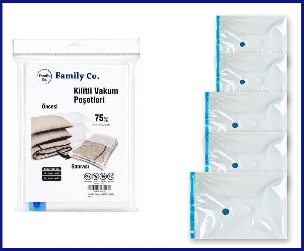 Family Co. Vakumlu Hurç Poşet Setleri 5 Parça 50x70-2, 60x80-2, 80x100-1